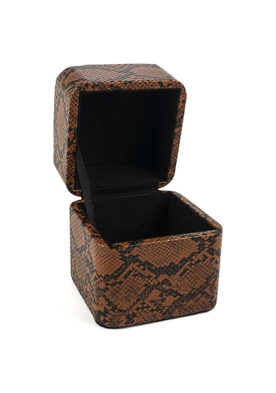 Turuncu Yılan Deri Takı Kutusu 13x13x14 Cm