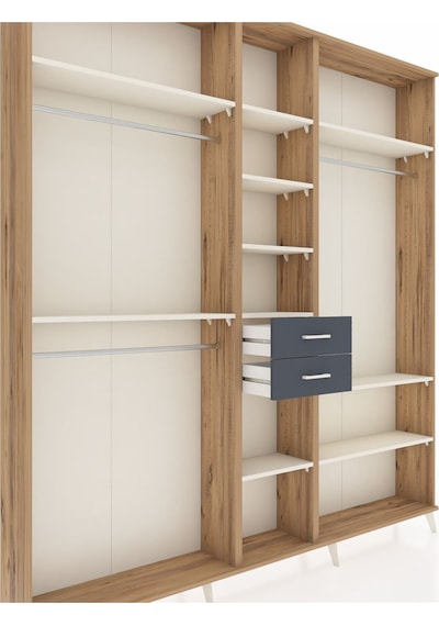 Arges Dolap 10 Raflı 2 Çekmeceli 3 Askılı 220x30x243 Çam-aytaşı/antrasit Aytası/antrasıt Arges Dolap 10 Raflı 2 Çekmeceli 3 Askılı 220x30x243 Çam-aytaşı/antrasit Aytası/antrasıt