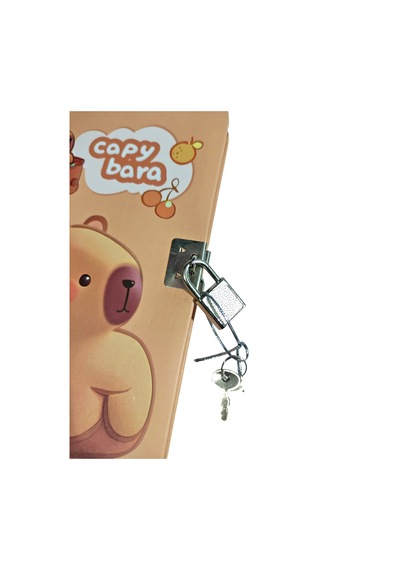 Capybara Hatıra Defteri Günlük Kilitli Defter 80 Yaprak - Miskin Kahverengi
