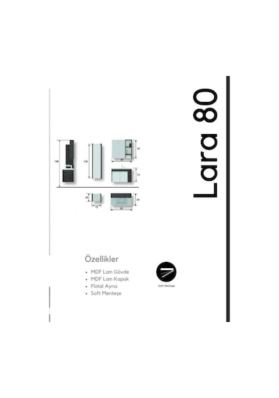 Evros Lara 80 Cm Banyo Dolabı Boy Dolabı Dahil Siyah