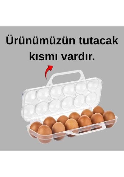 Tr Saplı 12'li Yumurta Taşıma Kutusu, Plastik Buzdolabı İçin Yumurtalık Pikniklik Pratik Yumurta Taşıma Kabı Diğer