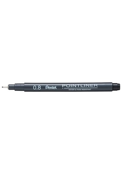 Ayrex Pentel Pointliner S20p-8a, Fineliner, Siyah, Suya Dayanıklı Ve Solmaz, 0,8 Mm