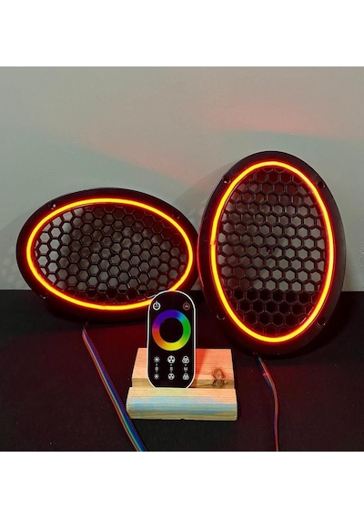 Dokunmatik Kumandalı Neon Işıklı Oval Hoparlör Kapağı 1 Takım 2 Adet 6x9