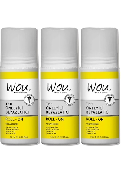 Wou World Of Unique Roll-on Unisex75ml Terönleyci Beyazlatıcı 3lü