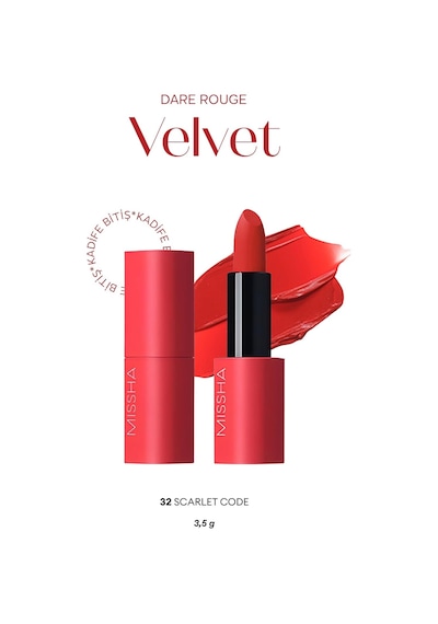 Yoğun Pigmentli, Blur Etkili, Nemli Kadife Bitişli Ruj Dare Rouge Velvet No.32 Scarlet Code No.32 Scarlet Code Diğer Yoğun Pigmentli, Blur Etkili, Nemli Kadife Bitişli Ruj Dare Rouge Velvet No.32 Scarlet Code No.32 Scarlet Code Diğer
