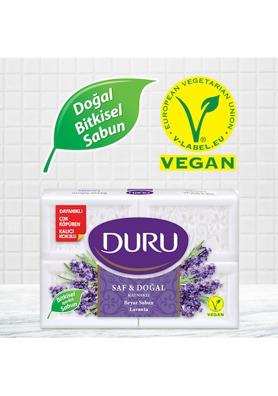Duru Saf & Doğal Lavanta Beyaz Kalıp Sabun 4 x 600 G
