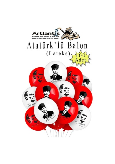 Atatüklü Balon 100 Adet Ata Balon Süsleme 29 Ekim 23 Nisan Kırmızı Beyaz Balon Bayrak Balon Bayram