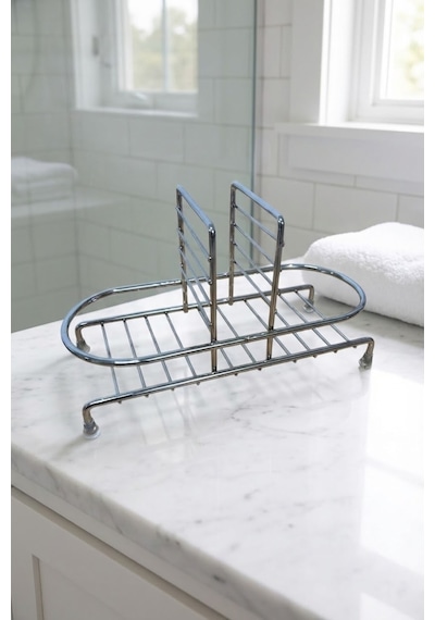 Makri Home Siyah Sıvı Sabunluk Standı Tezgah Üstü Banyo Mutfak Düzenleyici, Gümüş Oval Organizer Gümüş