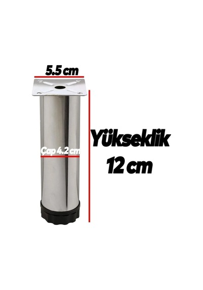 Metal 12 Cm Krom Ayarlanabilir Mobilya Kanepe Koltuk Baza Yükseltici Destek Ayağı Ayakları. Metalik Diğer