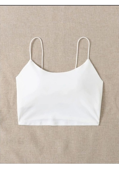 Lastik Askılı Crop Ekru
