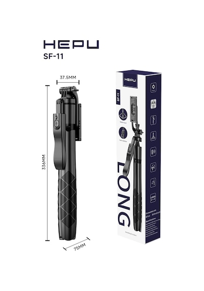 Hepu Sf-11 Bluetooth Kumandalı Uzatılabilir Selfie Stick Tripod Kablosuz Çekim Destekli, Katlanabilir Ve Taşınabilir Tasarım