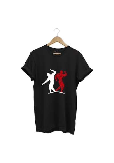 Sporcu Fitness Baskılı Gymregular Fit %100 Pamuk Bisiklet Yaka Premium Tişört Siyah
