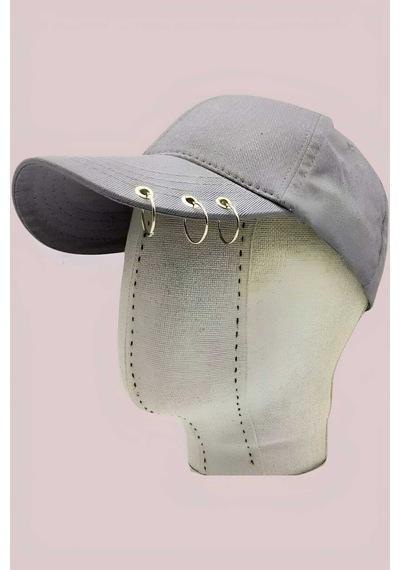 Tezzgelsin Unisex Arkadan Ayarlanabilir 3 Halka Piercing Şapka Beyzbol Kep Şapka Gri