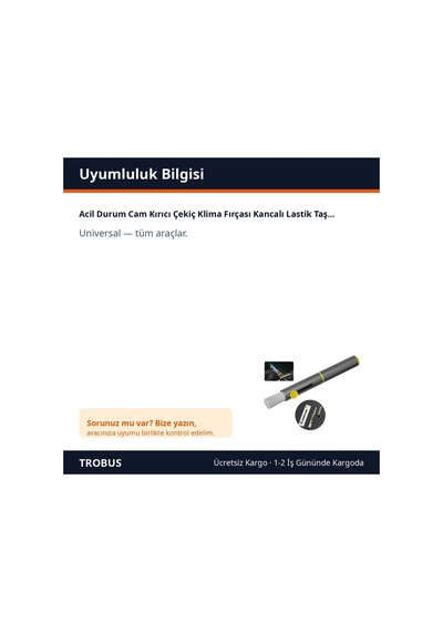Trobus Acil Durum Cam Kırıcı Çekiç Klima Fırçası Kancalı Lastik Taş Sökücü Çok Fonksiyonlu