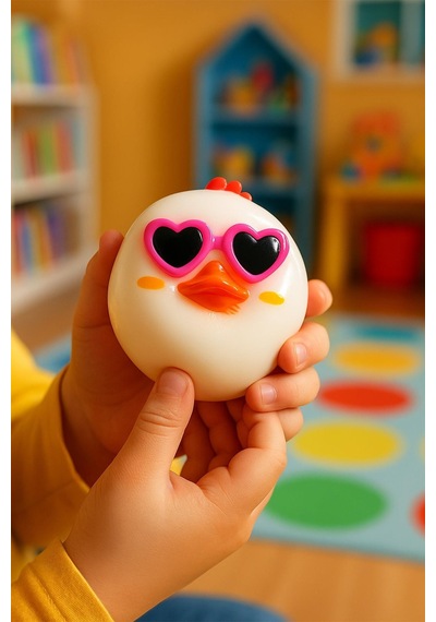 Gözlüklü Ördek Figürlü Squishy Stress Oyuncağı Yumuşacık Jel Squishy Beyaz Beyaz