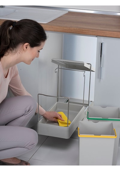 Raylı Plastik Tek Kova 16 Lt Çöp Kovası 21600 Antrasit - Gri