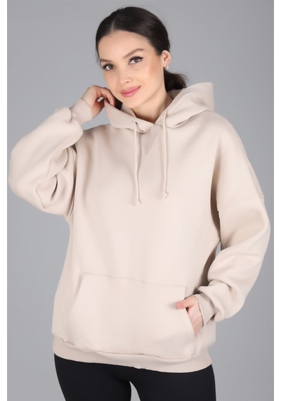 Sweetness Kadın Açık Bej Kapüşonlu Sweatshirt Açık Bej