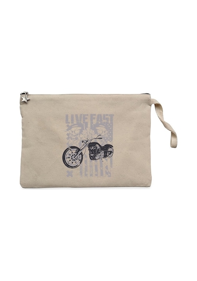 Black Cruiser Motorcycle Krem Clutch Astarlı Cüzdan / El Çantası Krem