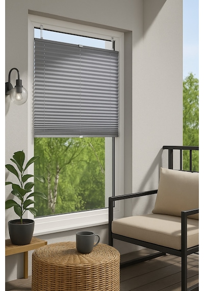 Kahverengi Plise Katlanır Cam Balkon Perdesi - Ofis Perdesi - Mutfak Perdesi - Salon Perdesi