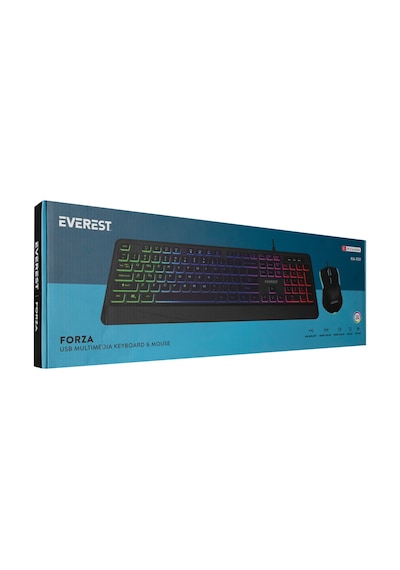 Everest Km-r59, Forza, Usb Kablolu, Türkçe Q, Rainbow Backlight, Memran Tuşlar, Gaming, Klavye Mouse Set Optik