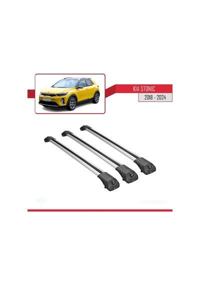 Kia Stonic 2018 Ve Sonrası İle Uyumlu Ace-1 Ara Atkı Tavan Barı Gri 3 Adet Bar