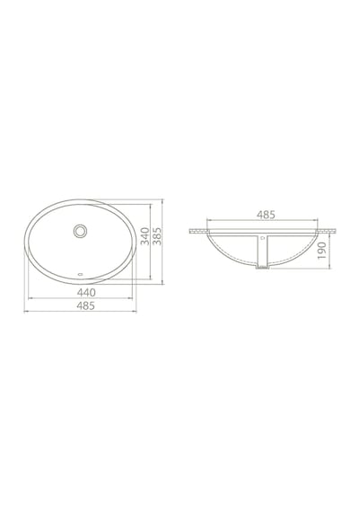 Turkuaz Seramik Cerastyle Tezgah Altı Hilton Yapıştırma Lavabo 44 x 34 CM