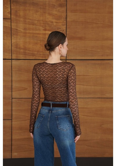 Verymoda Dantel Bluz F2092 Kahve