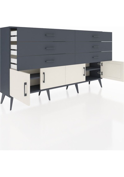 Arges Konsol 2 Raflı 6 Çekmeceli 4 Kapaklı 176x30x99 Antrasit-ayt Antrasit-aytaşı/antrasit Arges Konsol 2 Raflı 6 Çekmeceli 4 Kapaklı 176x30x99 Antrasit-ayt Antrasit-aytaşı/antrasit