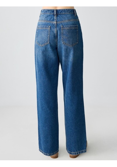Jimmy Key Mid Rodeo %100 Pamuk Rahat Kesim Yüksek Bel Bol Paça Denim Pantolon 5sw183560986 Çok Renkli