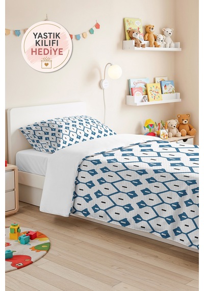 Mavi Geometrik Modern Genç Odası Tek Kişilik Pike Takımı-beyaz Siyah 160x220cm Kapitone Yatak Örtüsü Mistik Yosun Örtüsü