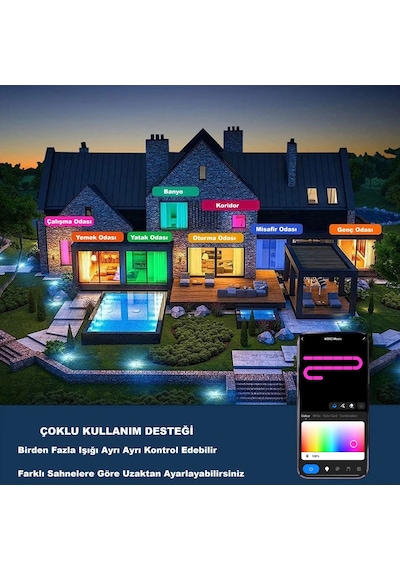 Hymark Akıllı Tavan Smart Life Rgb Led Lamba Bluetooth Müzik 60w 220v Dekoratif Aydınlatma Çok Renkli