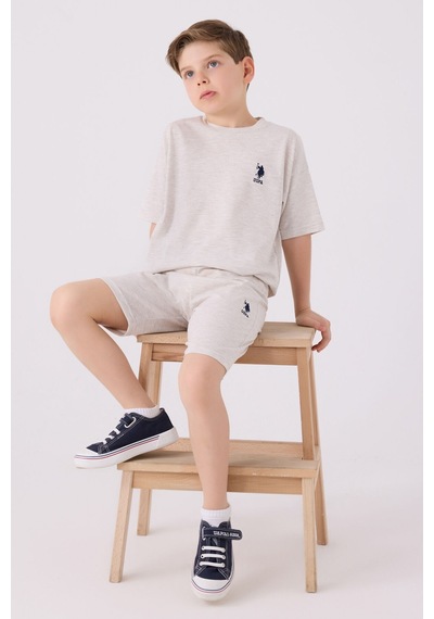 U.S. Polo Assn. Erkek Çocuk Bej Melanj Bermuda Takımı 5274-43666 Bej Melanj