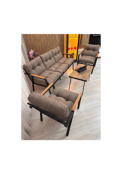 Houseart Balkon, Bahçe,teras,cafe - Salon - Metal Kanepe Koltuk Takımı - 3 1 1 Sehpa Cappuccino Houseart Balkon, Bahçe,teras,cafe - Salon - Metal Kanepe Koltuk Takımı - 3 1 1 Sehpa Cappuccino