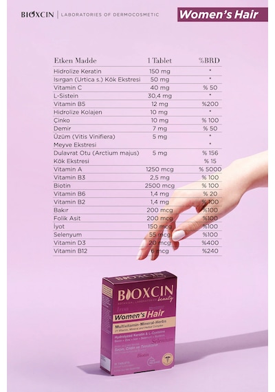 Womens Hair 30 Tablet + Seyahat Boy Multivitamin Şampuan