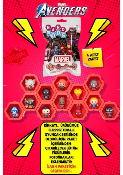 Wıb Marvel Avengers Kahramanları Nano Pods Blind Bag Sürpriz Figür - 4 Adet