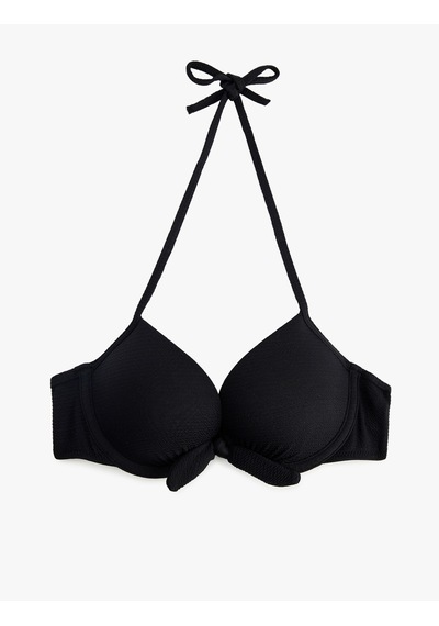 Koton Kalp Yaka Dokulu Fiyonklu Push-up Bikini Üstü Siyah 6sak10068mm