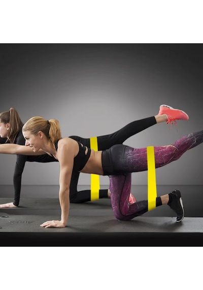 2'li Set Direnç Bandı 60 Cm X-hafif - Orta Pilates Egzersiz Yoga - Mini Loop Band Sarı - Yeşil