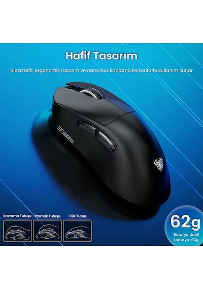 Aula Sc900 Pro Paw3395 Sensör 26000 Dpı 8000hz Kablolu Ve Kablosuz Gaming Oyuncu Mouse Siyah Evrensel Aula Sc900 Pro Paw3395 Sensör 26000 Dpı 8000hz Kablolu Ve Kablosuz Gaming Oyuncu Mouse Siyah Evrensel