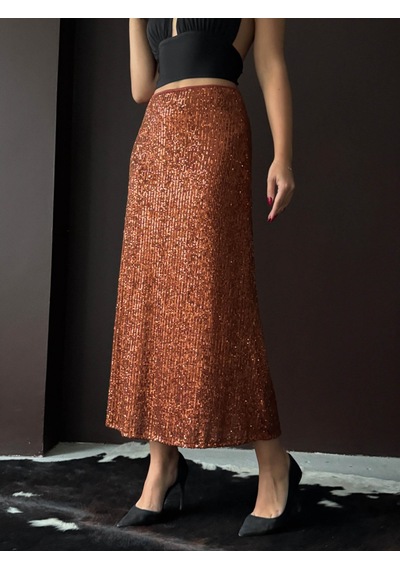 Verymoda Pullu Etek F1977 Kahve