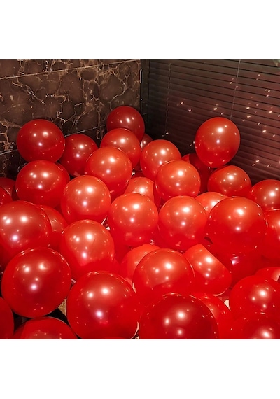 25 Pcs Shıny Metallıc Red Balloon 25 Adet Parlak Metalik Kırmızı Balon Parlak Kırmızı Balon Renkli