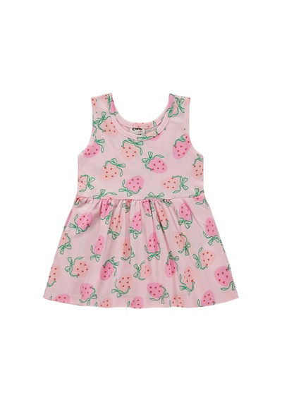 Civil Baby Çilek Empirme 6-18 Ay Elbise - Pembe Şeker Pembe