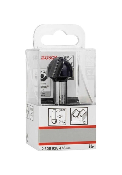 Bosch Standard Seri Ahşap İçin Çift Oluklu, Sert Metal Dalma Yarımay Freze 12*24*57*12 mm-2608628473