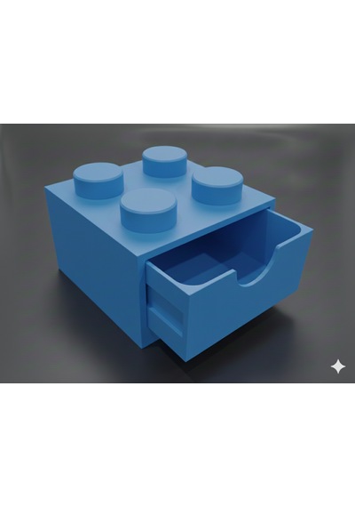 Lego Tasarımlı Mini Çekmece 2x2 Masaüstü Düzenleyici Dekoratif Saklama Kutusu Mavi