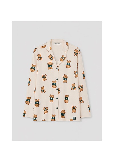 Lcw Young Pembe Gömlek Yaka Baskılı Kadın Pijama Takımı
