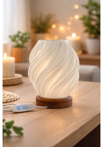 Modern Spiral Tasarımlı Led Masa Lambası Sıcak Işık Kablolu Dekoratif Abajur
