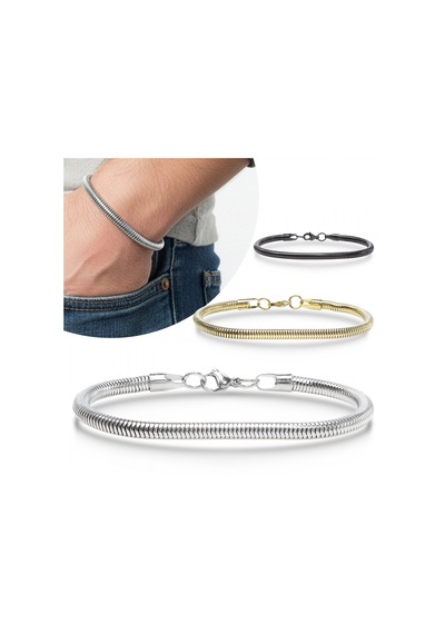 Moncuk Design Spiral Örgü Çelik Zincir Bileklik 6mm 3351czb2d9 Sarı