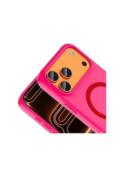 İphone 18 Pro Max Kılıf M-safe Şarj Özellikli Zore Aris Silikon Kapak - Koyu Pembe