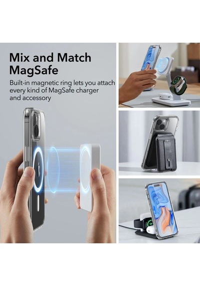Apple Uyumlu iPhone Esr 15 Kılıf Classic Hibrit Halolock Magsafe Şeffaf