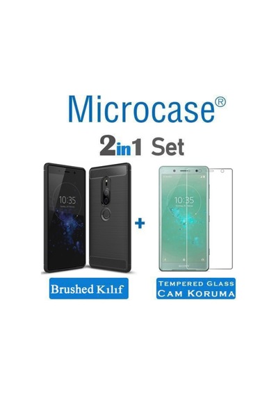 Microcase Xperia Xz2 Premium Brushedcarbonfiber Silikon Kilif+Cam 281155804 - Seçenek / Cam Koruma-Cam Istemiyorum
