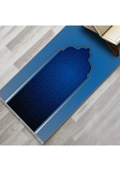 Evaşk Namazlık Dokuma Halı Kaymaz Muslumana Seccade66x113 MAVİ EVAŞK403D80